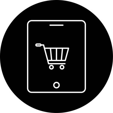 Vektör Mobil Alışveriş Glifi Simgesi Tasarımı