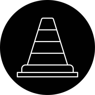 Trafik Konisi Vektör Kabartma Simgesi Tasarımı