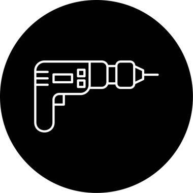 Matkap Makinesi Vektör Kabartma Simgesi Tasarımı