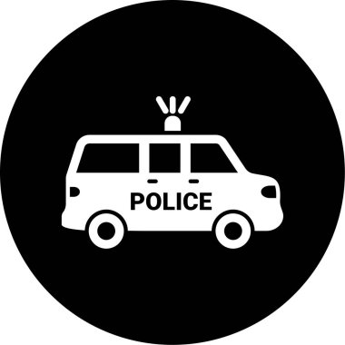 Bir polis arabası simgesinin vektör çizimi