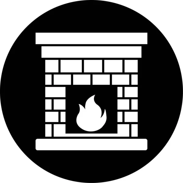 Vector Illustration Fireplace Icon — Vetor de Stock