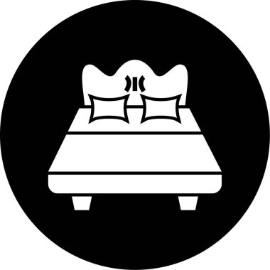 Yatak ve uyku ikonunun vektör illüstrasyonu