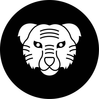 Aslan suratlı ikon. Web tasarımı için kaplan baş vektör simgelerinin basit çizimi