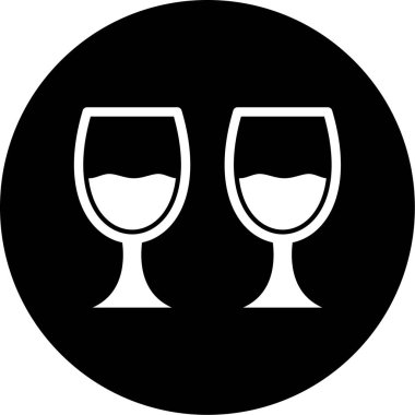 şarap cam ikonu, vektör illüstrasyonu