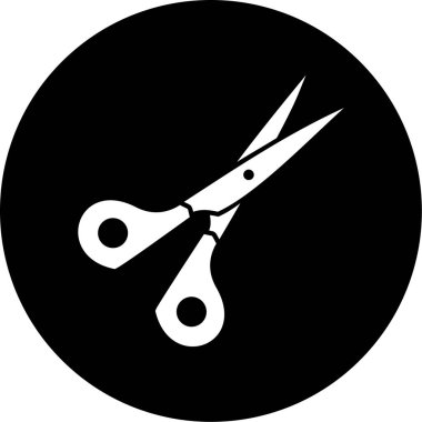 Beyaz arkaplanda makas simgesi, vektör illüstrasyonu