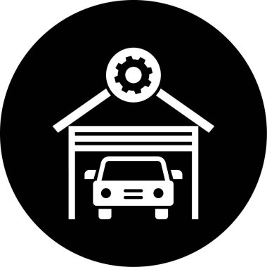 araba garajı simgesi, vektör illüstrasyonu