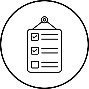 Liste simgesi ve vektör illüstrasyonlu pano