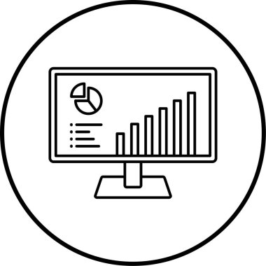 İş grafiği vektör illüstrasyonlu bilgisayar monitörü