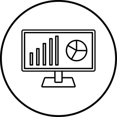 İş grafiği vektör illüstrasyonlu bilgisayar monitörü