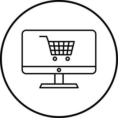 çevrimiçi alışveriş simgesi, vektör illüstrasyonu