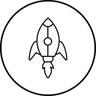 Roket. Web simgesi basit illüstrasyon