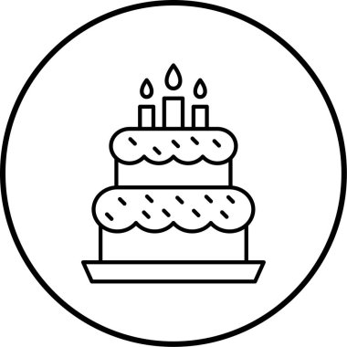 Doğum günü Keki simgesi, vektör illüstrasyonu