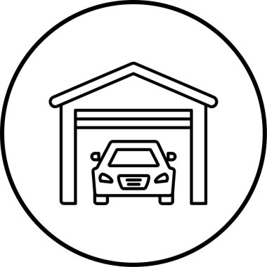 araba garajı simgesi, vektör illüstrasyonu
