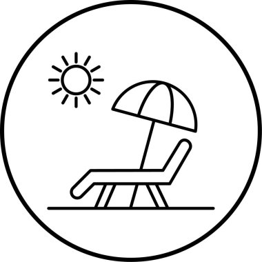 Plaj sandalyesi ikonu. Web için güneş paneli vektör simgelerinin özet çizimi