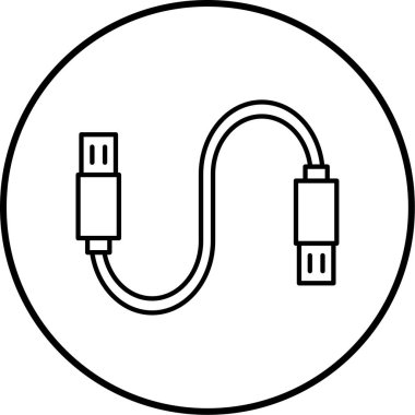 Usb Kablo simgesi, vektör illüstrasyonu