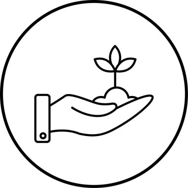 Bitkilerle el ele. Web simgesi basit illüstrasyon