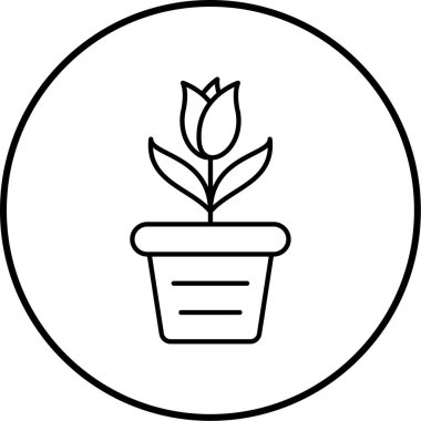 Pot simge vektör çizim çiçek