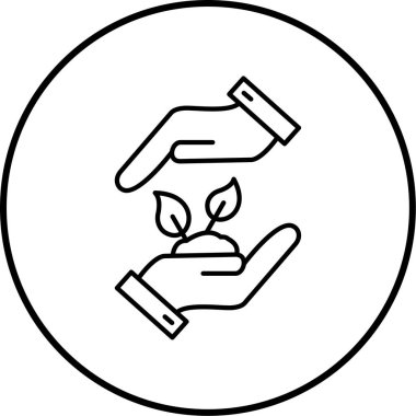 Bitki simgesi ile elin vektör illüstrasyonu