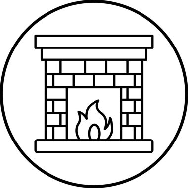 şömine simgesi vektör illüstrasyonu