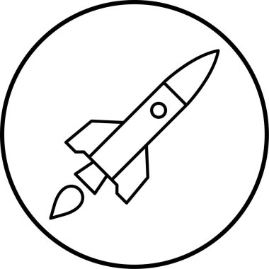 Roket. Web simgesi basit illüstrasyon