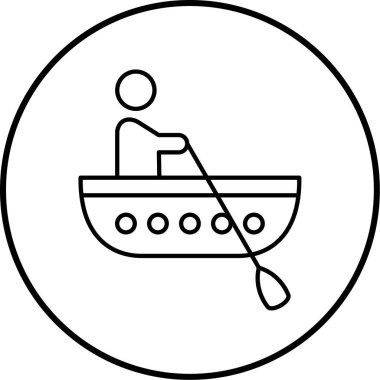 Tekne ikonu vektör illüstrasyonundaki adam