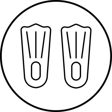 Şnorkelle yüzen ikon vektör çizimi