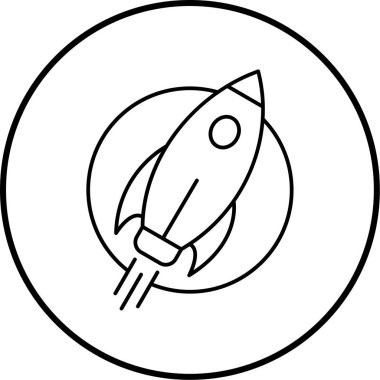 Roket. Web simgesi basit illüstrasyon