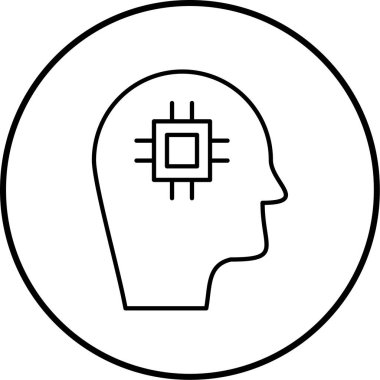 Beyin ikonu vektör illüstrasyonundaki çip