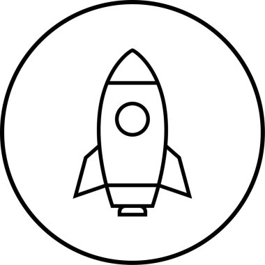 Roket. Web simgesi basit illüstrasyon