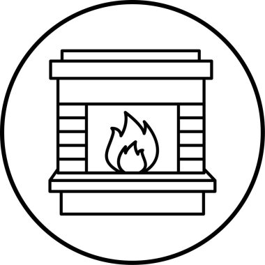 şömine simgesi vektör illüstrasyonu 