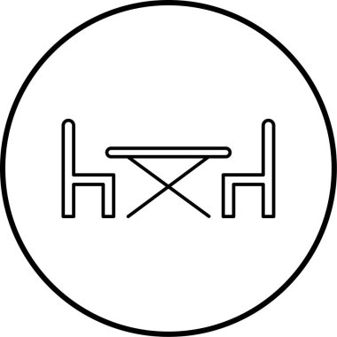 Sandalyeli masa. Web simgesi basit illüstrasyon