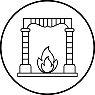 şömine simgesi vektör illüstrasyonu 