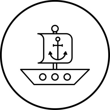 Korsan gemi simge vektör çizim 