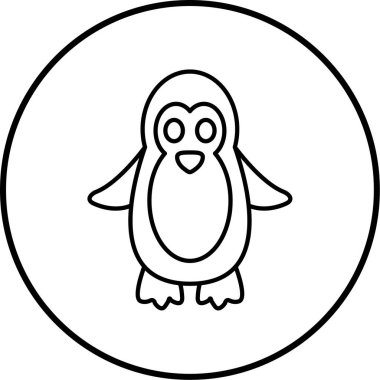 Penguen simgesi vektör illüstrasyonu 