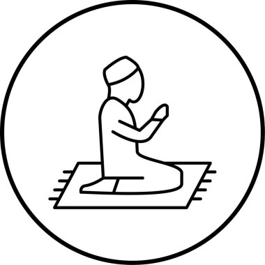 dua eden müslüman adam ikon vektör illüstrasyonu 