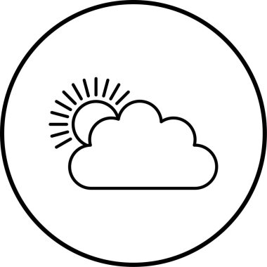 Güneş ve bulut. Web simgesi basit tasarım