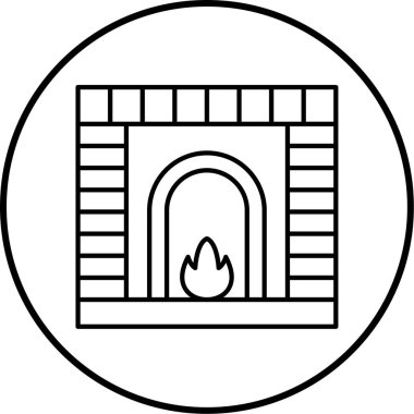 şömine simgesi vektör illüstrasyonu