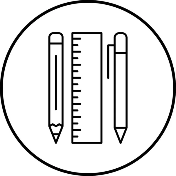 Ołówek Linijkę Ikona Ilustracji Wektorowych — Wektor stockowy