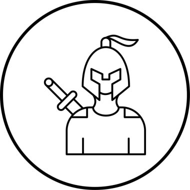 Ortaçağ savaşçı ikonu vektör illüstrasyonu