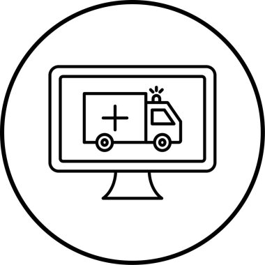 Ambulans. Web simgesi basit illüstrasyon