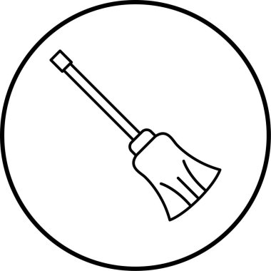 Bir süpürge simgesinin vektör illüstrasyonu