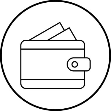 Cüzdan simgesi, vektör illüstrasyonu