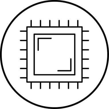Bilgisayar çipi. Web simgesi basit tasarım