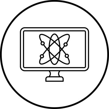 Atomu olan bilgisayar. Web simgesi basit tasarım