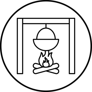 kamp illüstrasyonu, web simgesi vektörü