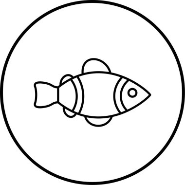 Çizgi roman tarzında balık simgesi, vektör çizimi