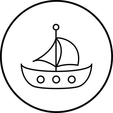 Tekne. Web simgesi vektör illüstrasyonu