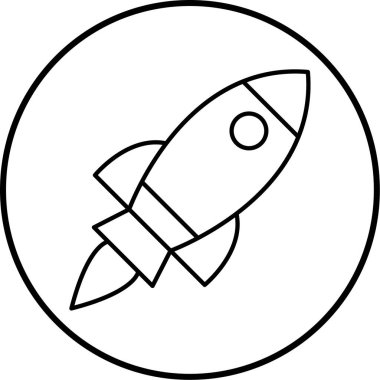 Roket. Web simgesi vektör illüstrasyonu