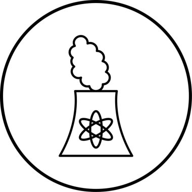 Nükleer Santral simgesi, vektör illüstrasyonu