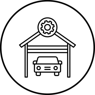 araba garajı simgesi, vektör illüstrasyonu